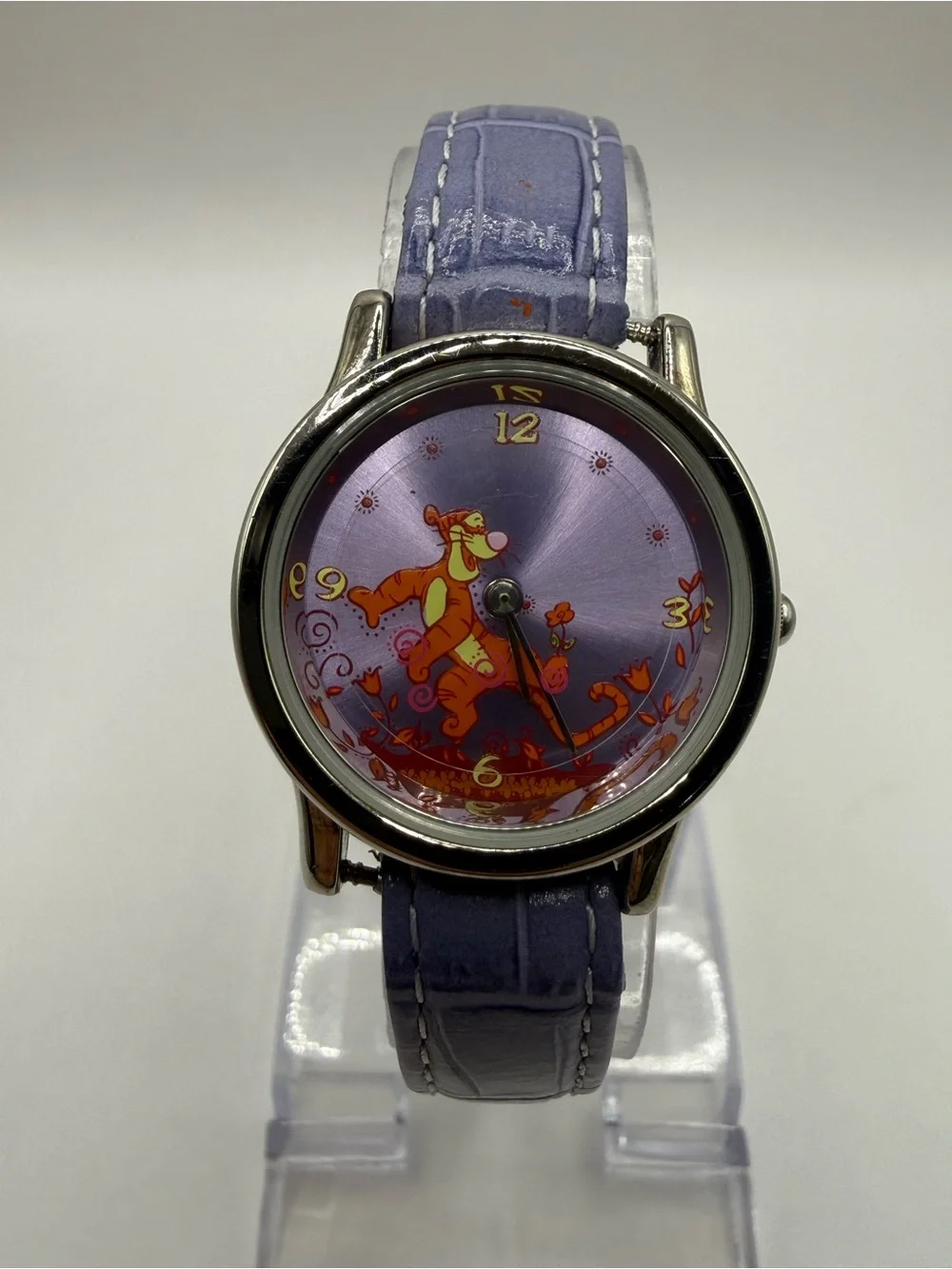 Women's Seiko Disney Tigger Watch Purple Face & Leather Band (New Battery)